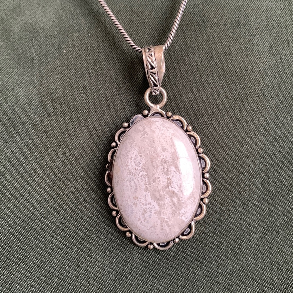 Fossil coral pendant necklace